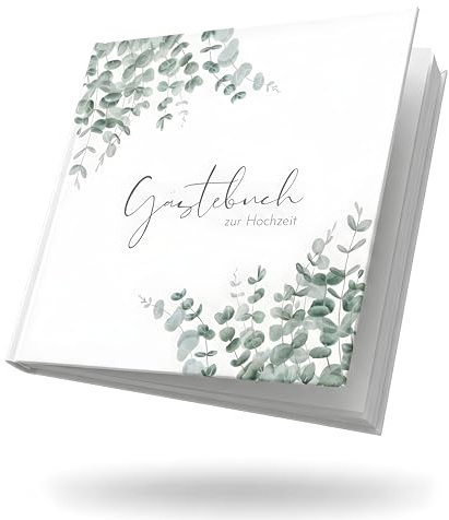 MAVANTO Gästebuch Hochzeit mit Blanko Seiten - Hochwertiges Hochzeitsgästebuch für unvergessliche Erinnerungen (44 Doppelseiten, Eukalyptus)