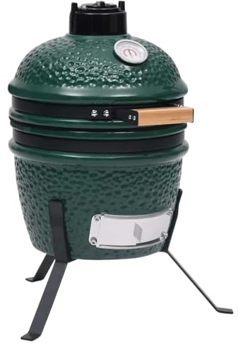 vidaXL 2-in-1 Kamado-Grill Smoker Keramik 56 cm Grün