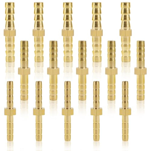 Schlauchverbinder Schlauch Verbindungsstück Messing 15 Stück Universal Schlauchverbinder Schlauchverbindung für Luftleitung Wasserleitung Kraftstoffleitung Olleitung (4mm/5mm/6mm)