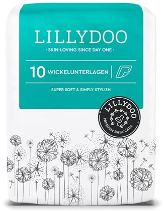 LILLYDOO hautfreundliche Baby Wickelunterlagen 60x 60 cm, 10 Stück, Weich, Ohne Parfüme & Lotionen für empfindliche Haut, Dermatologisch getestet