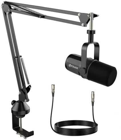 FDUCE SL40X Dynamisches XLR Mikrofon Set für Gesangsaufnahmen | Ganzmetall-Mikrofon mit Schwenkarm,professionelles Mikrofon Set für Aufnahmeproduktion, kompatibel mit XLR Audio Interfaces.