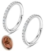 Morfetto 16G Nasenringe Helix Piercings Gold Knorpel Ohrring Nasenring Hoop Chirurgenstahl Septum Clicker Ring Segmentring Silber Helix Ohrläppchen Daith Rook Conch Tragus Piercing 8mm Silber