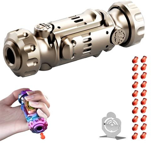 GLHYUOP Legierung Anti Stress Spielzeug, Drehen Dekomprimieren EDC Soft Bullet Guns Toy Mehrere SpielmöGlichkeiten +20 Soft Bullet Und Mini-Stahlscheibe Startbar Anti-Stress Toy