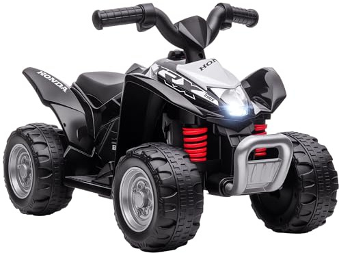 AIYAPLAY Elektro-Quad Miniquad Kinder Elektro ATV Kinderquad mit LED und Hupe Kindermotorrad Kinderfahrzeug Elektroauto für Kinder ab 18 Monaten Metall Schwarz 65,5 x 38,5 x 43,5 cm