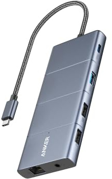 Anker 565 11-in-1 USB-C Hub, Docking-Station mit 4K HDMI | 10 Gbps USB-C & USB-A Datenports, DisplayPort, 85W PD, 2 USB 2.0 Daten, Ethernet, AUX, microSD & SD, Für MacBook Pro und mehr