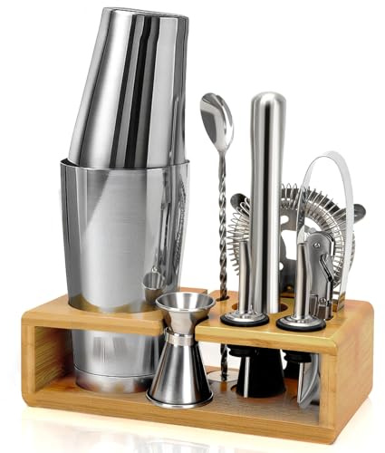 Cocktail Shaker Set, Cocktail Set Geschenk, Premium Boston Shaker, 16pcs Geschenkset Mit Muddler, Flaschenöffner, Cocktailshaker Bar Zubehör für Männer & Frauen