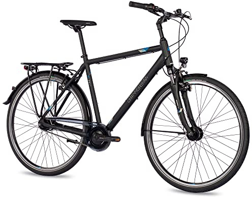 Airtracks Herren City Fahrrad 28 Zoll Citybike CI.2820 Trekking Bike Cityrad Shimano Nexus 7 Gang Nabenschaltung Nabendynamo Schwarz Matt 56cm Körpergröße 175-185cm