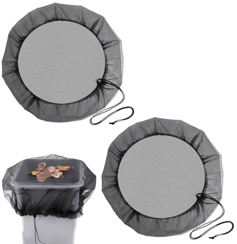 2 Stück Deckel Regentonne mit Zugkordel, 60 cm Verstellbares Regentonnen Netz, Regentonnenabdeckung für Regentonnen mit einem Durchmesser von Weniger als 55 cm, Schutz vor Laub, Stechmücken