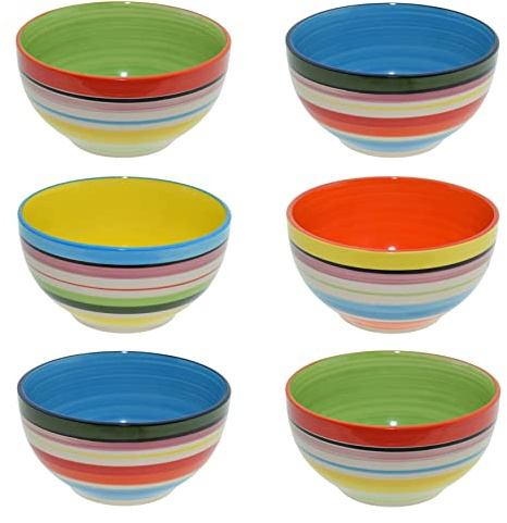 CREOFANT Schalen Set 6 teilig 650ml · Müslischalen Set · Schüsseln bunt · Obstschale Suppenschüssel Salatschale Eisschale Ramenbowl · bunte Schalen · Schüssel aus Keramik · Steinzeug Keramik Schüssel