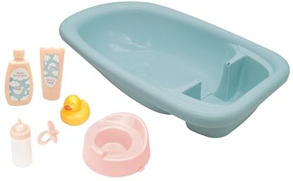 TACHAN - Puppenbadewanne mit Zubehör - Puppenbadeset - inkl. Creme, Schnullertöpfchen und Flasche (CPA Toy Group 799T00989)