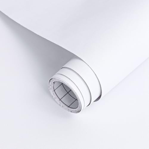 Arthome Weißes Kontaktpapier, mattes Selbstklebendes Vinyl-Papier für Arbeitsplattform, Schränke, Tische, Regale, Möbelrenovierung und Wandverkleidung