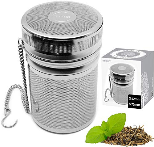 amapodo Teeei für losen Tee - Tee Ei - 304 Edelstahl Teesieb mit Kette für Tassen und Kannen - Mehrweg Teebeutel - Gewürzei - Gewürzsieb - Teekugel - Teefilter, Spülmaschinenfest, Plastikfrei