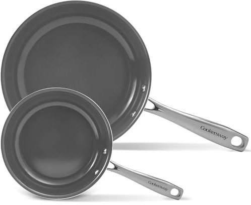 Cookersway Keramik-Bratpfannen-Set 20 cm & 26 cm, Antihaftbeschichtung ohne PTFE PFOA PFAS, Induktionsgeeignet, Spülmaschinenfest, Universell für alle Herdarten