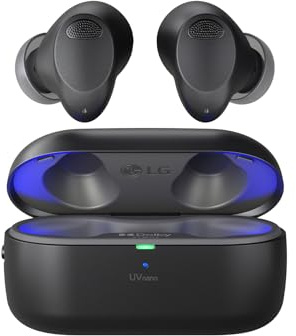 LG Tone Free T90S In-Ear Bluetooth Kopfhörer mit Dolby Atmos-Sound, Meridian-Technologie, ANC (Active Noise Cancellation), UVnano & IPX4-Spritzwasserschutz - Schwarz