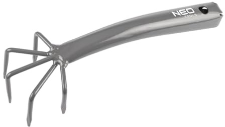 NEO TOOLS Handgrubber für Die Gartenpflege, Manuell Kultivator | Mit 5 Krallen, Gartenkrallen Handpflug zum Löten, Belüften des Bodens, Lang 24 cm, Stahl