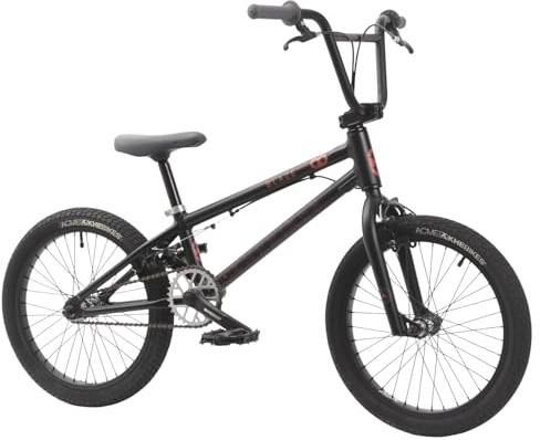 KHE Blaze 18 Zoll BMX Fahrrad 2025 – 9,3kg leicht, Aluminiumrahmen, 360° Rotor, U-Bremsen v/h, Industrie-Tretlager – Freestyle BMX für Kinder ab 125 cm – Park, Street, Pumptrack – Schwarz