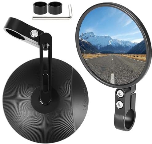 CNC Motorrad Spiegel, 360° Drehbar, 2 Stück Runde Lenkerendenspiegel E Geprüft, Fahrrad Rückspiegel, E24 Geprüft, für Lenkerdurchmesser von 22~25.4 mm, für Meisten Motorrädern, ATV, Scooter, Roller