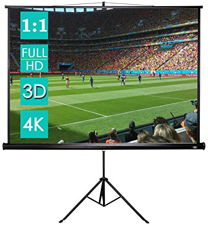 CCLIFE Beamer Leinwand mit Stativ 99 Zoll | Projektionsleinwand Rolloleinwand heimkino mobile,Inklusiv Montagematerial
