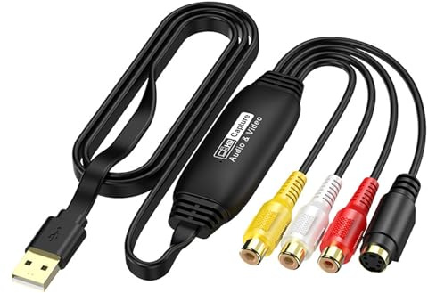 Zambuph USB Videoaufnahmegerät, müheloses Übertragen von VHS auf DVD, VHS Digitalisierungsgerät Konverter, Audio Video Aufnahmekarte Vista