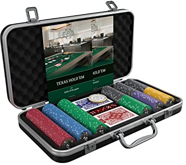 Bullets Playing Cards | Pokerkoffer „Silvio“ mit 300 Keramik Pokerchips 10g | Pokerset mit Karten, Würfeln, Dealer Button & Pokerregeln