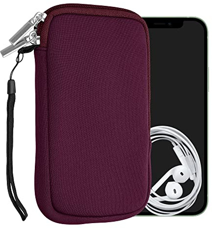 kwmobile Handytasche für Smartphones L - 6,5" - Neopren Handy Hülle Brombeere - Handy Tasche 16,5 x 8,9 cm Innenmaße