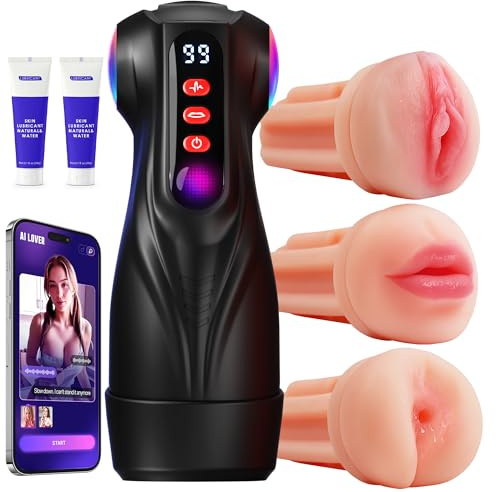 Tauara Masturbator Sex Spielzeug für die Männer KI mit 3 Liner Abnehmbare | 9 Saugen 9 Vibration Masturbieren für Männer APP Ektrleisch Masturbatoren Taschenmuschi Sexspielzeug Vibratorensets Sex Toys