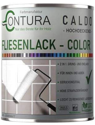 Farbmanufaktur CONTURA Nur das Beste für ihr Holz Fliesenlack 750ml. Fliesenfarbe 20 Farben Lack Fliesen Wand Boden Bad Küche Wandfliesen Bodenfliesen (RAL 9016 Weiß)