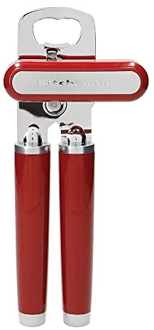 KitchenAid Klassischer Multifunktions-Dosenöffner und Flaschenöffner, einfach zu bedienen, rasiermesserscharfes Edelstahl-Schneidrad, weiche ergonomische Griffe, Empire-Rot