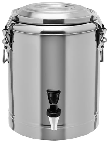 CHERIPOLI 14L/32L Thermobehälter für Essen, Isolierter Eimer Mit Deckel, Edelstahl Isolierkanne, für Kaffee Tee oder Glühwein, hält Speisen 12h heiß & 24h kalt (14L mit Wasserhahn)