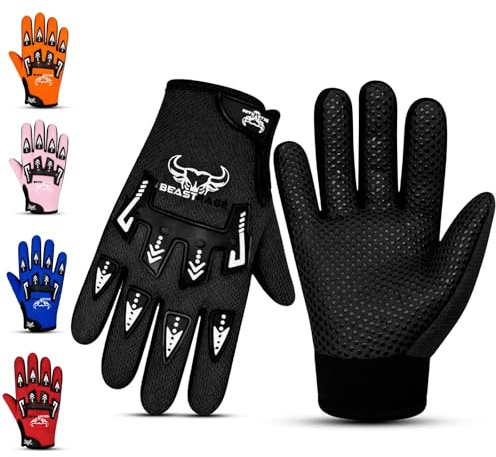 BEAST RAGE Kinder-Fahrradhandschuhe – Motocross- und BMX-Fahrradhandschuhe für Jungen und Mädchen, Rutschfester Griff, atmungsaktive, leichte Dirtbike- und Motorradhandschuhe für Kinder