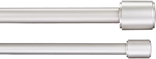 Amazon Basics Ausziehbare Doppel-Gardinenstange mit Endkappen, 19 mm Durchmesser, 91 bis 183 cm, Nickel