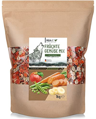 ReaVET Früchte und Gemüse mit Kräutern 1kg, Gemüseflocken Hunde getreidefrei, Barf Zusatz Hund, Gemüseflocken Hunde