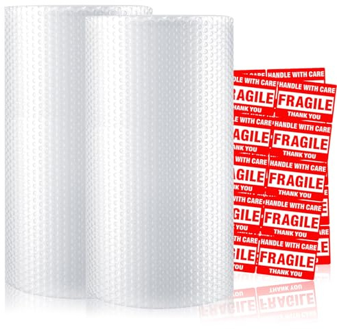 2 Rollen Luftpolsterfolie Rolle 10Mx 20cm Bubble Wrap 100% Prozent recycelbar leicht und ideal für Verpackung Transport und Umzug