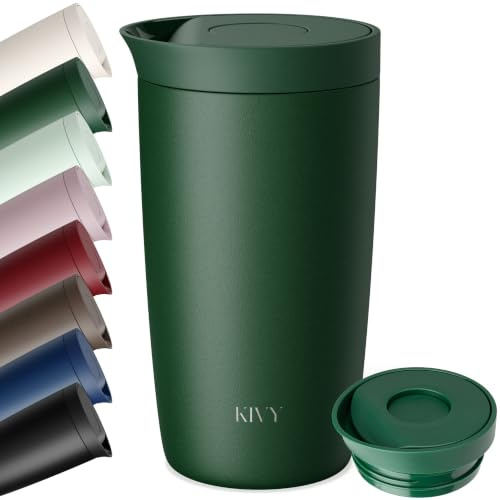 KIVY Thermobecher 350 ml - 6h Heiß | 24h Kalt - Spülmaschinenfest -BPA-Frei | Auslaufsicher - Für Kaffee, Tee & Iced Coffee - Coffee to go Becher - Thermotasse mit Deckel - Isolierbecher - Travel Mug