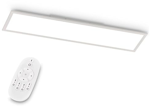 EGLO LED Büro-Deckenleuchte Bottazzo, mit Fernbedienung, 3200 Lumen, Deckenlampe flach 100x25 cm, Lampe Decke Wohnzimmer, Panel dimmbar, Küchenlampe warmweiß – kaltweiß, Weiß