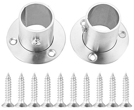 INCREWAY Flansch Halterung, 2 Stück 25 mm Edelstahl Kleiderstange Flansch Sockel Schrankrohrlager Kleiderstangen-Halterung mit Schraube für Schrankrohraufhänger Kleidung Rutenhalter