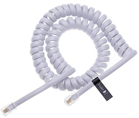 RJ10 Telefon Telefonkabel Blei geschweift Gefederter Spiral-Hörerdraht 2 Meter Kompatibel mit Festnetz Telefone AT&T, Cisco, NEC, ROLM, ITT, TI (Weiß)