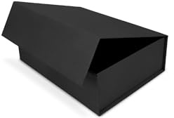 Verpackungswelt Geschenk-Box mit Deckel | 31 x 22 x 10 cm | Magnet-Verschluss | Perfekt für Geburt, Hochzeit, Weihnachten, Geburt | Geschenk-Verpackung in Schwarz Natur