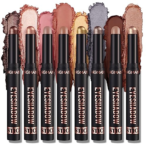 8PCS Lidschatten Stick Weiche Cremige Matte Schimmer Lidschatten Bleistift Crayon Hervorhebung Pigmentierter glänzender Lidschatten Bleistift Wasserdichter Classy Schimmer Lidschatten Sticks Set(B)