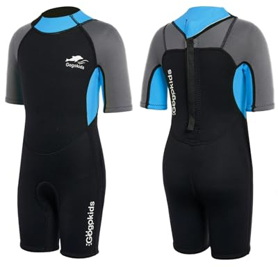 Gogokids Kinder Neoprenanzug Shorty, 2mm Kurzer Wetsuit für 2-9 Jahre | 2mm Hochwertiges SCR-Neopren für Wärme & Komfort, Mit Praktischem Rückenreißverschluss, Ideal für Schwimmen & Surfen