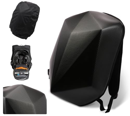 JFG RACING Motorrad Rucksack,Harter Rucksack aus Kohlefaser | Wasserdicht Diamantform mit großem Fassungsvermögen von 30L für Motorrad Fahrrad und Outdoor Aktivitäten