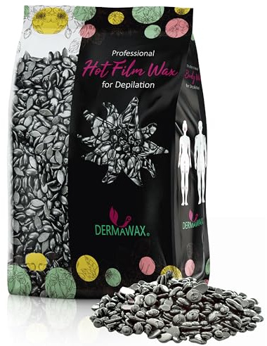 Dermawax Black 1 kg Wachsperlen – Starkes Heißwachs für Männer & Frauen – Entfernt Brust-, Rücken-, Nacken-, Gesichts-, Ohren- & Nasenhaare sowie Intimhaare – Profi Wax für Starke Haare