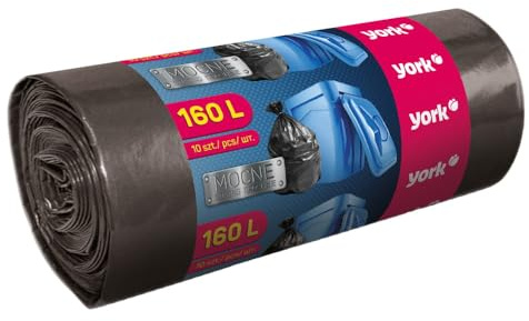 York Müllsäcke 160L Extra Stark, 10 Stück – Große Reißfeste Müllbeutel | Schwerlast Abfallsäcke 160 Liter für Garten Umzug & Entrümpelung – Mülltüten LDPE mit Sternverschluss, Haushalt