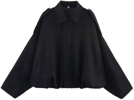 ABEHIK Damen Stillvoll Blouson Jacke Langarm Herbstjacke Übergangsjacke Lässige Sweatjacke Kurze Bomberjacke für Frauen