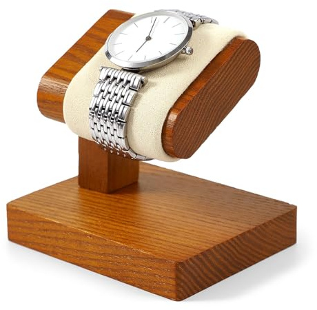 Oirlv Massivholz Einfacher Uhrenständer,Uhrenhalter Holz,Watch Stand,Schmuckständer Geschenk für ihn(Cremeweiß)