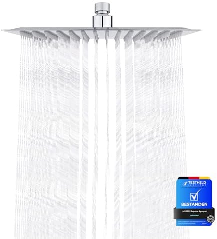 Ibergrif M20292 Regendusche Duschkopf 8 Zoll, Quadrat Regenduschkopf 20x20cm, Edelstahl Duschkopf Gartendusche Durable, Selbstreinigende