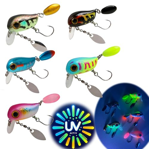 Njord Kalastus Messeneuheit 2026 Forellen Wobbler Set 5 Stück UV-Aktiv 3g (UL) 3cm Schwimmend | Wobbler Forelle und Barsch Köder Set | Forellenköder Angelzubehör Crankbait Wobbles