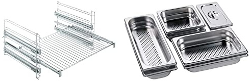AEG Vollauszug 3-fach TR3LFSTV / Für AEG Multi-Dampfgarer/Sicherheitsstop & Dampfgarer-Set A9OZS10 / 8-telig/Edelstahl/Spülmaschinenfest/Made in Germany