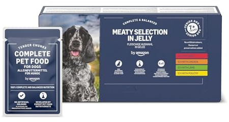 by Amazon Alleinfuttermittel für ältere Hunde, Fleischige Auswahl in Gelee, 4.8kg (48 beutel mit 100g)