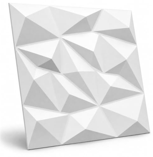 DECCART 3D Wandpaneele weiß 50x50 cm 32 Stück | 8 m², Wandverkleidung Decke Deckenverkleidung Paneele Deckenplatten Wall Deko Panel Wand Panels Polystyrol